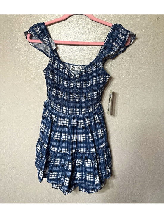 No Boundaries Pants - No Boundaries Womens XXS 00 Blue Plaid Smocked Ruffle Romper Shorts NWT